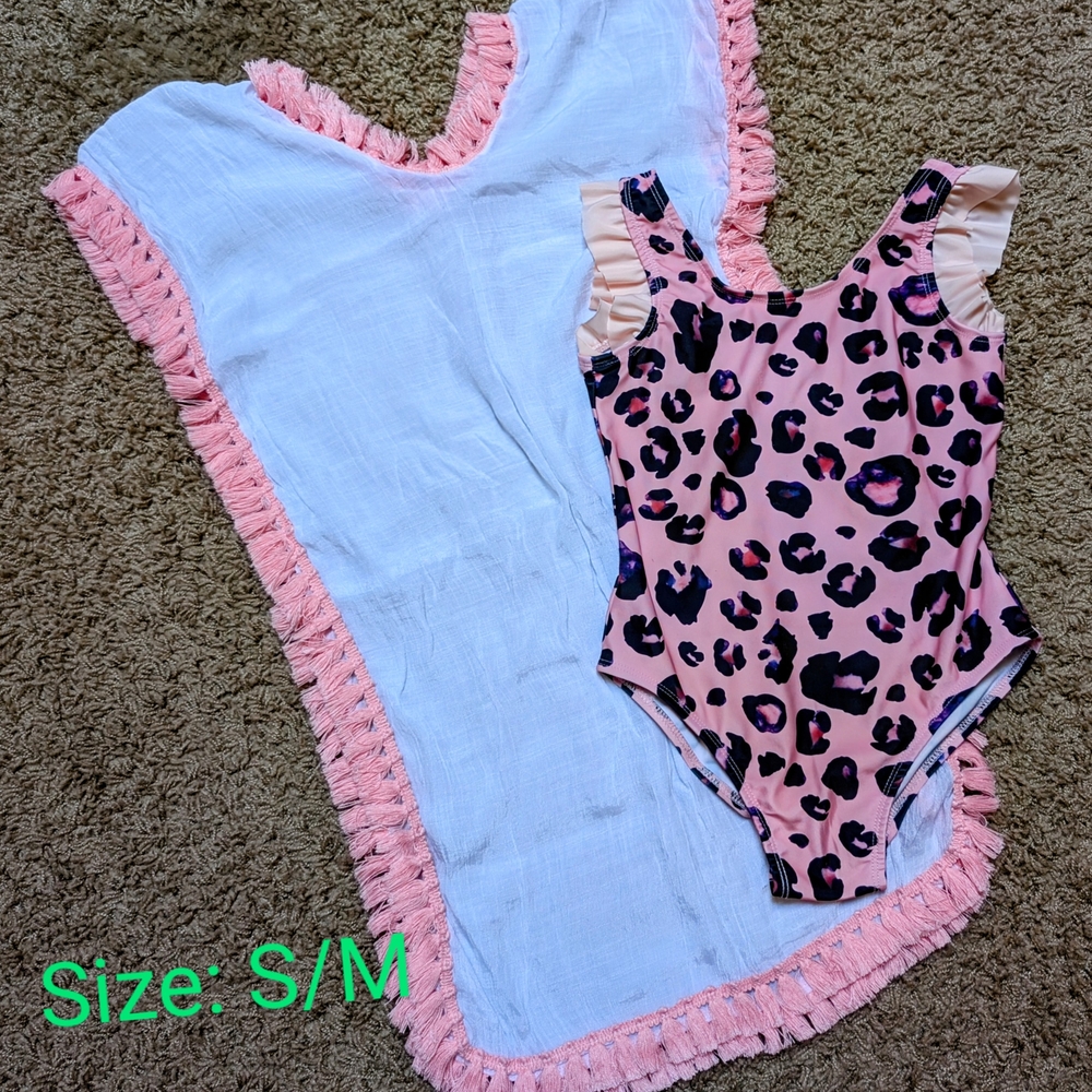 Pink Leopard Kids One Piece Swimsuit